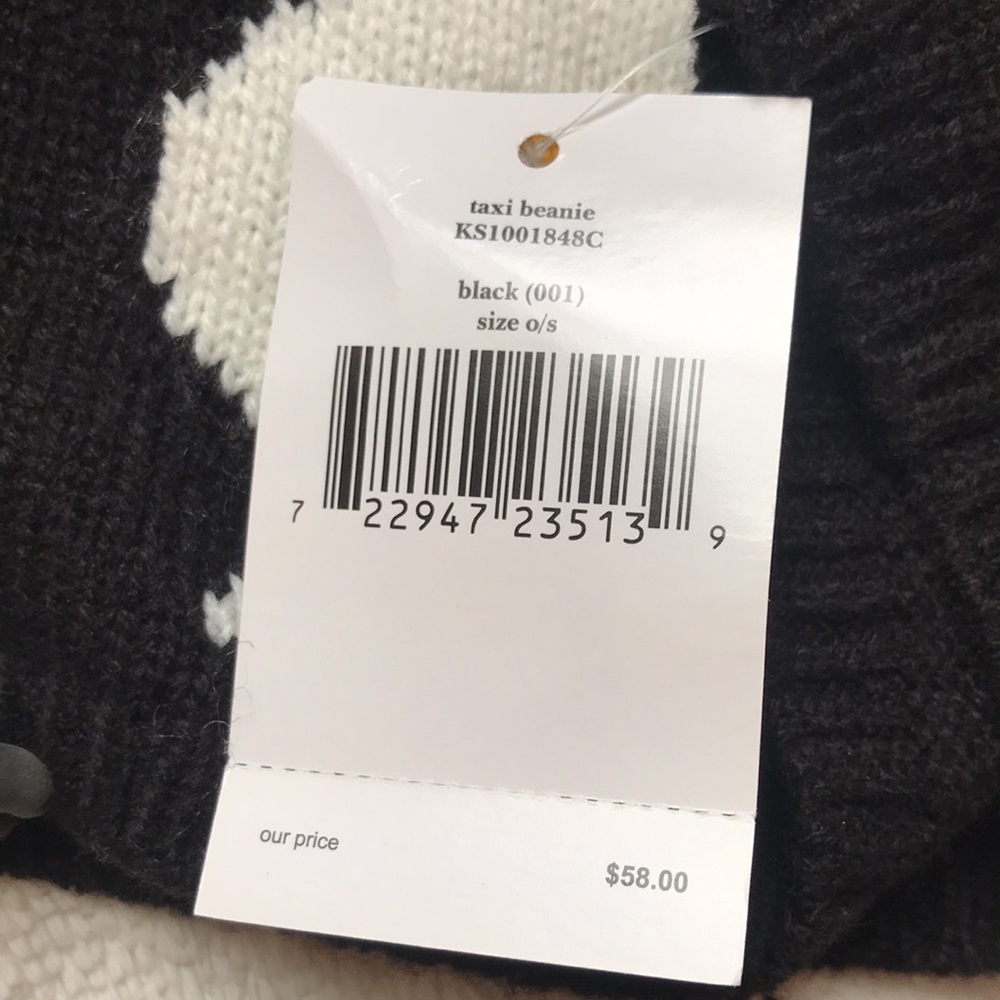 🚖Kate Spade Taxi! Speech Bubble 🚖 Beanie NWT black + black pompom - Picture 16 of 16